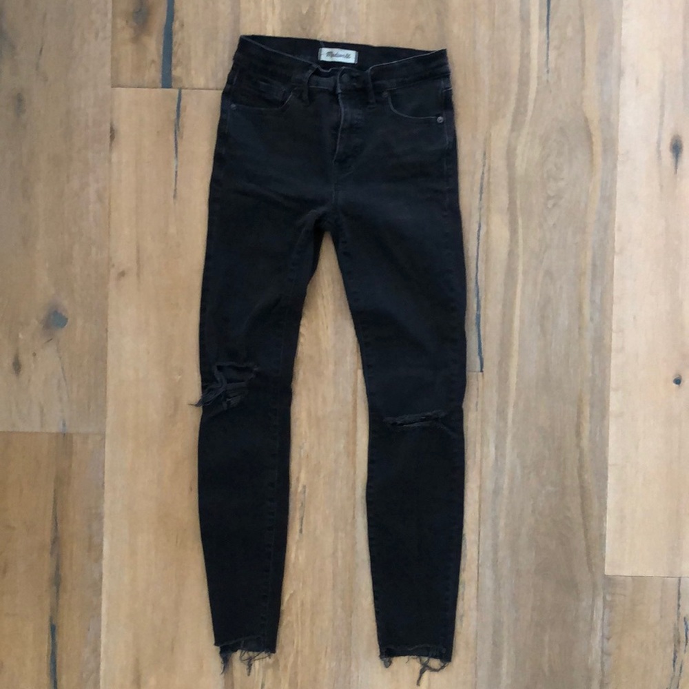 Madewell 9” high rise skinny jeans in Black Sea